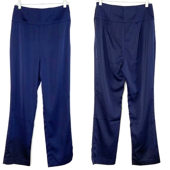 NBD Revolve Satin Fleur Trouser DressPants In Blueberry Small - Picture 2 of 16
